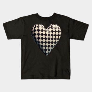 Checkered 3D Heart Kids T-Shirt